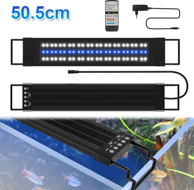 Immagine prodotto di Bettizia Lampada per acquario 55-80cm, illuminazione acquario LED IPX44 impermeabile 2 modalità (giorno, notte), luce acquario staffa estensibile spettro completo