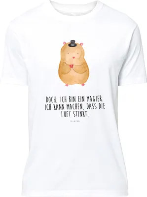 Produktbild von Mr. & Mrs. Panda Tshirt Hamster Hut - Weiß - Geschenk, oberteil, Lustiges T-Shirt, S, Zauberer, Lustige Sprüche, Zylinder, Shirt, Magier, Zwerghamster