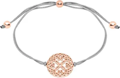 Produktbild von Textilarmband für Damen von Unique mit Silberelement, rosévergoldet