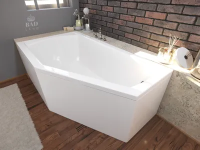 Produktbild von BADLAND Eckbadewanne Badewanne Selena LINKS 160x90 mit Acrylschürze, Füßen und Ablaufgarnitur GRATIS
