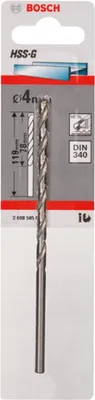 Immagine prodotto di Punta per metallo HSS-G, DIN 340, 4 x 78 x 119 mm, confezione da 1 pz