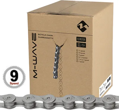 Produktbild von M-Wellenkette 9 Geschwindigkeit 1 2x11 128, grau. 15 m auf Roll, inkl. 10 Anschlussschalter