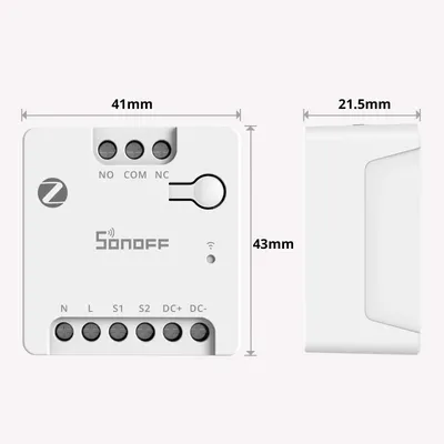 Immagine prodotto di Interruttore Zigbee intelligente - MINI-ZBD - Contatto secco - Compatibile AC/DC - 100–240 V AC / 12–48 V DC - Massimo 2 A - Bianco