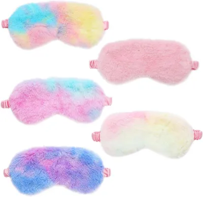 Produktbild von Augenmasken für Kinder, 5 Stück, Plüsch Schlafmaske, Weiche Flauschige Kinderaugenmasken, für Reisen