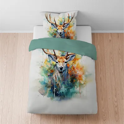 Produktbild von Biberna Feinbiber Bettwäsche Hirsch natur 155x220 cm + 80x80 cm