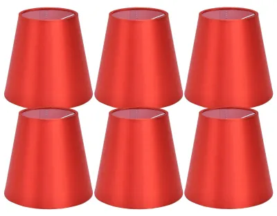 Stoff-Lampenschirme, 6er-Set, Clip-On, Rot, für Kronleuchter