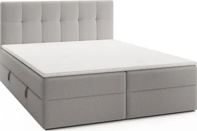 Produktbild von FEDVE Boxspringbett Oreno Royal Doppelbett Bettkästen Topper Matratze 140x200 cm Hellgrau (Anthology 15)