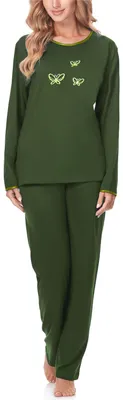 Produktbild von Merry Style Damen Langarm Schlafanzug 91LW1 (Dunkelgrün (Langarm), 40 (Herstellergröße: L))