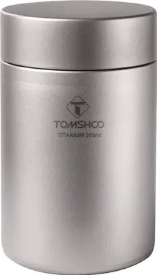 A silver titanium container with a lid.