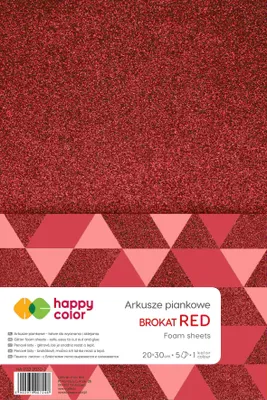 Zdjęcie produktu dla Happy Color Arkusze piankowe brokatowe A4 czerwone 5 arkuszy