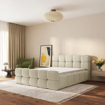 Produktbild von Masseno Polsterbett ELIZJA 180x200 cm, Polsterbett mit Bettkästen -Creme, SORO 02