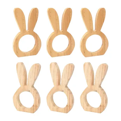Produktbild von 6 Stück 3D Holzhasenohren Dekoration, Frühlingsgeschenk, Niedliche Tischdekoration für Ostern und Zuhause
