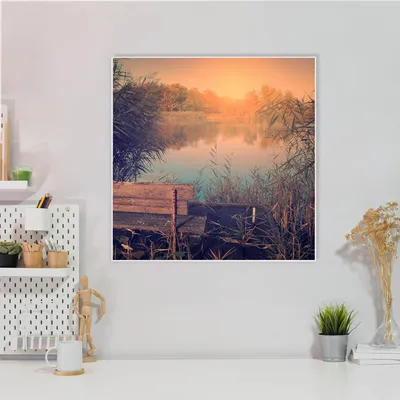 Produktbild von Design Stahlmagnettafel Quadratisch 50x50cm Bank Am See