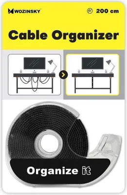 Produktbild von Wozinsky Klett Klett Kabel Organizer 2 m Klettverschluss Schwarz (WVO2MBK)