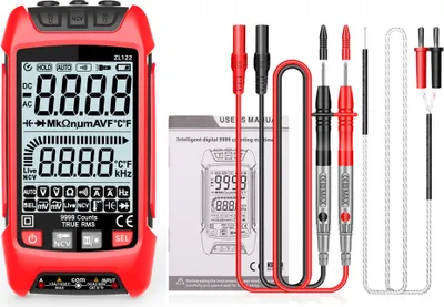 Produktbild von Multimetr cyfrowy, podświetlenie LCD, multimetr ręczny, profesjonalny miernik częstotliwości rezystancji napięcia True RMS, miernik temperatury z latarką i funkcją automatycznego wyłączania, 9999 zliczeń TRUE RMS
