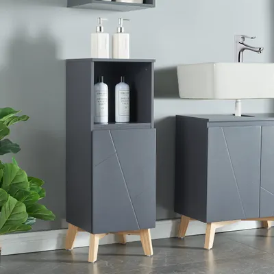 Obrázek produktu pro Koupelnová skříňka 'Overath' Midi skříňka 86x30x30cm Grey