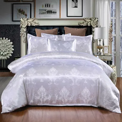 Immagine prodotto di Set di lenzuola matrimoniali 220x240 cm, colore bianco, in raso, composto da 3 pezzi, con cerniera, include 2 federe 80x80 cm