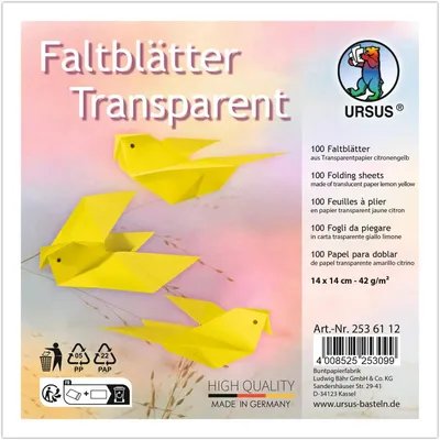 Produktbild von Transparentpapier-Faltblätter, 14 x 14 cm Gelb