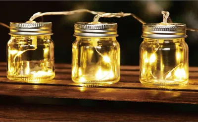 Produktbild von Solar-Party-Lichterkette mit 8 LED Einmachgläser warmweiß mit Blinklicht Deko