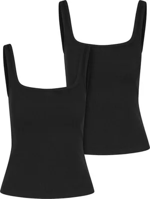 Produktbild von Urban Classics Top Damen Ladies Wide Neck Rib Top 2-Pack schwarz XL