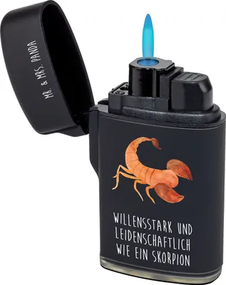 Produktbild von Mr. & Mrs. Panda Feuerzeug Sternzeichen Skorpion - Schwarz - Geschenk, sturmfeuerzeug, Oktober, Geburtstag, zigarettenanzünder, Zünder, Skorpione, anzünder, November