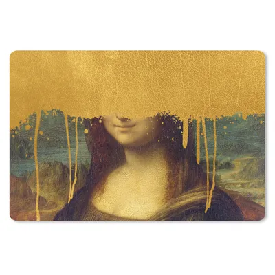 Produktbild von MuchoWow® Mauspad Mousepad Mona Lisa - Gold - Da Vinci 27x18 cm - Mousepads - Maus Mat - Pad - Mausunterlage - Büroartikel - Desk Matten