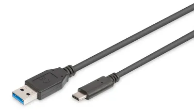 Zdjęcie produktu dla Digitus Kabel połączeniowy USB-C, USB-A - USB-C, 1 m, USB C, USB A, USB 3.2 Gen 1 (3.1 Gen 1), Męska/Męska, Czarny
