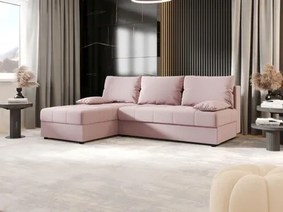 Image de BEDANTE Canapé d'angle MOS L Cosmic 14 rose Gauche avec fonction sommeil Canapé en L avec coffre de rangement Canapé salon Canapé-lit Caisson-lit
