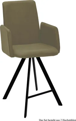 Produktbild von Thekenstuhl drehbar (2er-Set) Desiree 52x109x60 Schwarz/Olivgrün