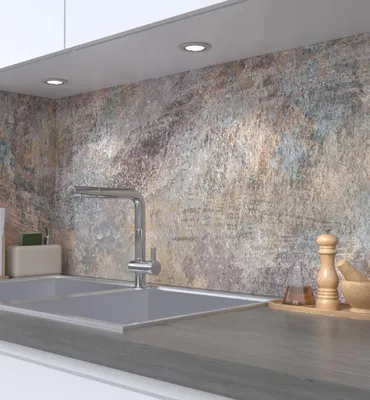 Produktbild von Küchenrückwand selbstklebend Abstrakter abgenutzter Beton Folie 400 x 60cm