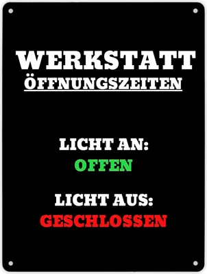 Produktbild von Werkstatt Öffnungszeiten Metallschild XL in 21x28 cm