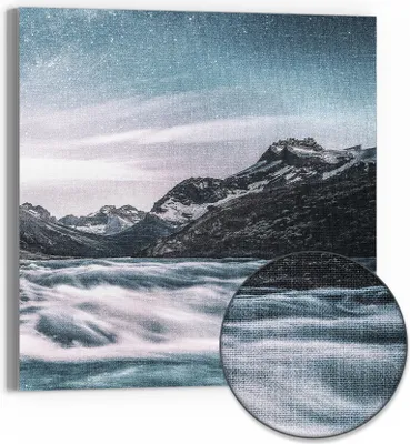 Produktbild von DEQORI Hybrid Leinwand Bild 30x30 cm 'Fluss der Sterne' Wandbild Glas flach modern