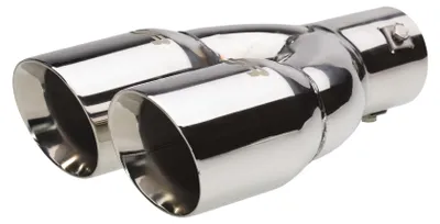 Imagen del producto de Simoni Racing, embellecedor de escape TRX/92, tubo de escape, embellecedor, diámetro 76 mm, 240 mm, forma redonda en V, acero inoxidable