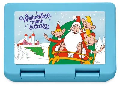 Produktbild von Spreadshirt Weihnachtsmann & Co. KG Schlittenabenteuer Brotdose Lunchbox, One size, Saphirblau