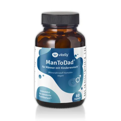 Produktbild von ManToDad® Kinderwunsch Vitamine für Männer – 60 Kapseln – Mikronährstoff Komplex mit Zink, Selen, Q10 & L-Arginin – Fruchtbarkeit & Energie