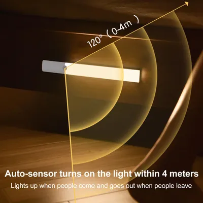 Immagine prodotto di Luce notturna LED magnetica sul comodino, ricaricabile, modello, camera da letto, sensore di movimento, lampada da armadio