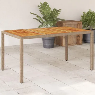 Obrázek produktu pro Zahradní stůl 150 x 90 x 75 cm akáciové dřevo a polyratan černý Béžová / 4