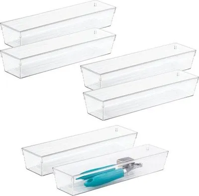 Obrázek produktu pro Praktický organizér – úložný systém na příbory a kuchyňské náčiní – box z plastu bez obsahu BPA – sada 6 kusů – průhledný
