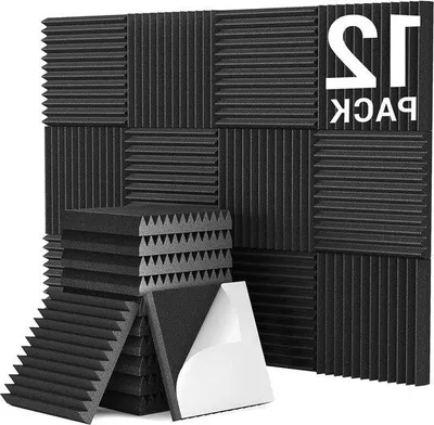 Produktbild von Famanu Akustikpaneele Selbstklebend - 12er Pack - 3D Pyramidendesign - Schallabsorption - Schwarz