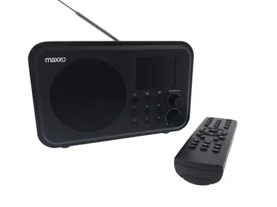 Produktbild von Maxxo DAB+ Internetradio DT02 mit Bluetooth, WLAN, Wecker, Holzgehäuse, 2000mAh Akku, FM/DAB+, Farbdisplay, tragbar mit Fernbedienung