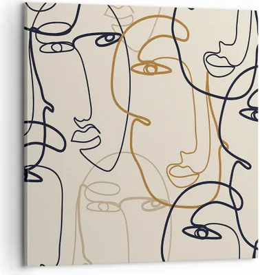 Produktbild von Bild auf Leinwand - Leinwandbild - Einteilig - Frau Gesicht Linie - 60x60cm - Wand Bild - Wanddeko - Wandbilder - Leinwanddruck - Bilder - Wanddekoration - Leinwand bilder - Wandbild - AC60x60-5109