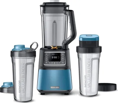 Zdjęcie produktu dla SENCOR 7873VT SBU 7872BL, Automatyczny super blender próżniowy, 1500 W, smoothie, 8 tytanowych ostrzy, 7 programów, niebieski, tworzywo sztuczne
