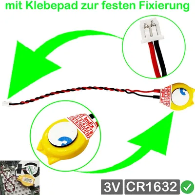 Produktbild von RTC CR1632 BIOS CMOS Batterie Knopfzelle Akku Battery mit Steckerkabel für Lenovo ThinkPad T470 20JNS05N00, T470 (20JNS02R00)