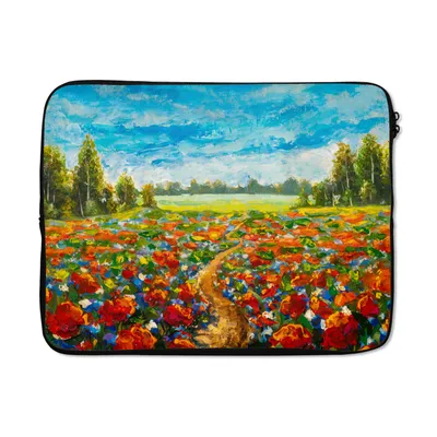 Produktbild von MuchoWow® Laptop Hülle 15 Zoll Malerei - Ölfarbe - Blumen - Natur Laptoptasche - Laptoptasche - Sleeve - Rundum-Schutz