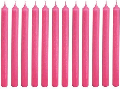 Immagine prodotto di Candele lunghe da tavola Cactula da 28 cm, rosa neon – Set da 18 – Durata di combustione: 10 ore