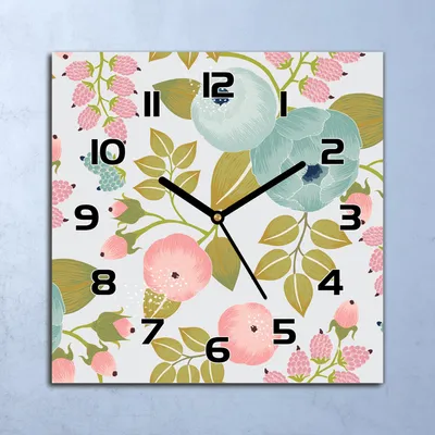 Produktbild von Wanduhr Echt-Glas-Küchenuhr Frühlingsblumen Quarz Lautlos 30x30 Deko Bilder