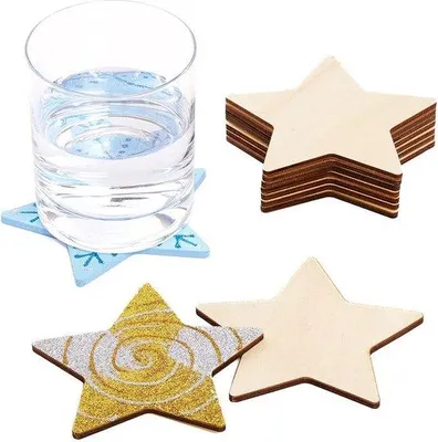 Produktbild von Holzunterstützer-Set - Pack von 10 - Bastelhausdeko für Kinder - Holzbastelset - Farbe DIY