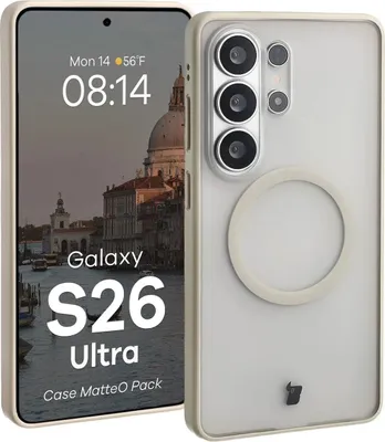 Produktbild von Handyhülle mit Magnetring + gehärtetem Glas Bizon MatteO Pack für Galaxy S26 Ultra, Getönt-Schwarz