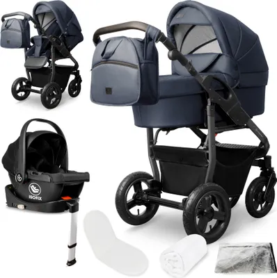 Produktbild von Bergsteiger Capri Kombikinderwagen 4-in-1 – Babywanne, Sportsitz, i-Size Babyschale & Isofix-Station, Luftreifen, höhenverstellbar, faltbar, Zubehör