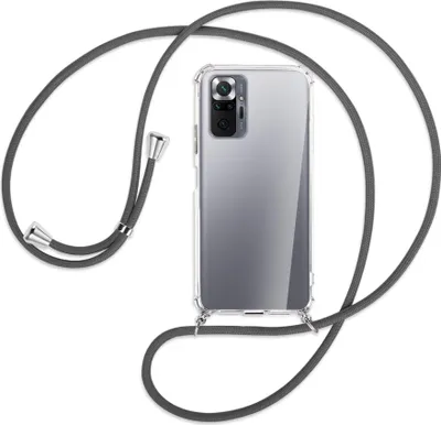 Produktbild von Handykette Backcover-Schutzhülle mit Band (Metall silberfarben) für Xiaomi Redmi Note 10 Pro / Pro Max - dunkelgrau